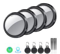 Air Traceur Tag Lot de 4, Localisateurs D’Objets Bluetooth Fonctionne avec Apple Localiser (iOS Uniquement), Air Localisateurs Tags pour Valises/Portefeuilles/Clés, Batterie Remplaçable, Noir Charbon
