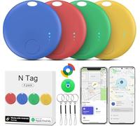 Air Tracker Android,4 Pack Smart Tracker Tags Fonctionne avec app Google et Apple Find My Localiser,Localisateur D’Objets Bluetooth,Batterie Longue Durée,Air Tracker Android (Multicolore)