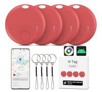 Air Tracker Android, 4 Traceur Tag Localisateur D’Objets Bluetooth, Smart Tracker Tag Fonctionne avec l’app Google Localiser (Uniquement Android), Smart Traceur Tag pour clés, Bagages (Rouge)