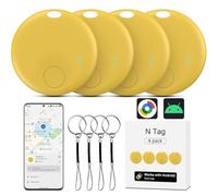 Air Tracker Android, 4 Traceur Tag Localisateur D’Objets Bluetooth, Smart Tracker Tag Fonctionne avec l’app Google Localiser (Uniquement Android), Smart Traceur Tag pour clés, Bagages (Jaune)