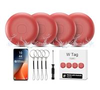 Air Tracker Android, IP67 étanche Smart Traceur Tag Lot de 4 localisateurs de clés Bluetooth compatibles avec l'application Google Find Hub (Android Uniquement) pour Bagages, Portefeuille, Clé-Rouge