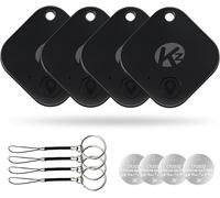 Air Tracker Tag Bluetooth Key Locator Set of 4 iOS & Android App Phone Locator, Loud Ringer for Keys/Wallet/Bags, No GPS Tracker, Black