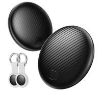 Air Tracker Tag Noir 2 Pack - Traceur Bluetooth Compatible avec Apple Localiser (Uniquement iOS 14.5+), GPS Localisateur pour Portefeuilles et Valises, Trouve Téléphone et Clés, Batterie Remplaçable