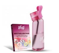 air up® Bouteille d'eau (650 ml) rose + 5 capsules Flavor Fiesta | Capsules de saveur sans sucre et bouteilles d'eau avec paille | Bouteille d'eau aromatisée