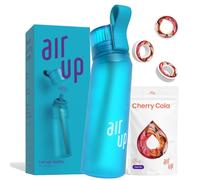 air up® Bouteille d'eau (650 ml) bleu océan + 3 capsules Cherry Cola air up | Gousses et bouteilles d'eau sans sucre avec paille | Bouteille d'eau aromatisée