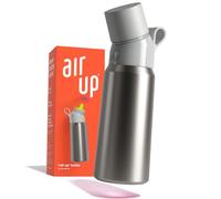 air up Bouteille d'eau isotherme officielle en acier argenté de 800 ml avec paille | Bouteille d'eau infusée pour salle de sport