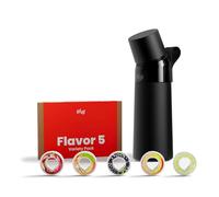 air up® Bouteille Steel Starter Set Original en acier inoxydable avec dosettes en 5 saveurs, sans sucre, bouteille isotherme de 480 ml, maintient l'eau froide pendant 14 heures, noir