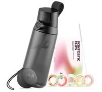 air up Gourde Click Midnight Black 600 ml - Pack de démarrage avec 5 capsules, brosse pour paille et étui Twogo Noir | Sans sucre, sans BPA