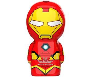 Air-Val Marvel Iron Man Gel douche et shampooing 2 en 1 - Figurine 3D avec un superbe parfum, pour enfants et adultes (400 ml)