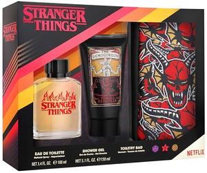 AIR VAL Stranger Things Coffret cadeau avec eau de toilette 100 ml, gel douche 150 ml et trousse de toilette - Parfum masculin puissant inspiré de la série Netflix