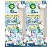 Air Wick Active Fresh Lot de 2 diffuseurs automatiques 24h/24 et 7j/7 + recharge Barcelone (Fresh Breeze & Coton) 204 ml