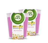 Air Wick Bougie parfumée en pot - Parfum prairie florale - Contient des huiles essentielles naturelles - 2 bougies parfumées roses