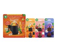 Air Wick Brume Parfumée Diffuseur Lumineux Fleur de Citronnier 20ml + 3 Recharges: Fleur de Citronnier + Vanille et Framboise + Lavande et Eucalyptus