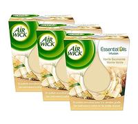 Air Wick Desodorisant Maison Bougie Parfumée Huiles Essentielles Vanille Gourmande - 105g - Lot de 3