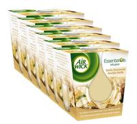 Air Wick Desodorisant Maison Bougie Parfumée Huiles Essentielles Vanille Gourmande 105g, Lot de 6