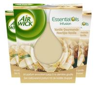 Air Wick Desodorisant Maison Bougie Parfumée Huiles Essentielles Vanille Gourmande, Lot de 3