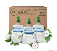 Air Wick Désodorisant Maison Spray Automatique Sans Gaz Active Fresh - 3 Recharges Parfum Fleur de Coton & Orchidée