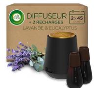Air Wick Diffuseur d’huiles Essentielles Brume Parfumée+ 2 Recharges 20 ml Parfum Lavande et Eucalyptus