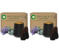 Air Wick Diffuseur d’huiles Essentielles Brume Parfumée+ 2 Recharges 20 ml Parfum Lavande et Eucalyptus (Lot de 2)