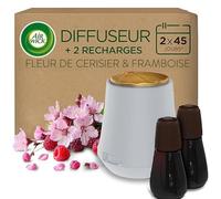 Air Wick Diffuseur d’huiles Essentielles Brume Parfumée + 2 Recharges 20ml Parfum Fleur de Cerisier et Framboise