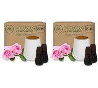 Air Wick Diffuseur d’huiles Essentielles Essential Mist + 2 Recharges 20 ML Parfum Rose apaisante (Lot de 2)