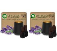 Air Wick Diffuseur d’huiles Essentielles Essential Mist + 2 Recharges Parfum Lavande et Camomille Blanc (Lot de 2)