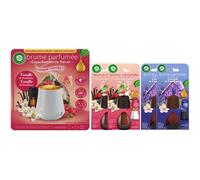 AIR WICK Diffuseur lumineux Vanille 20ml + 4 Recharges: 2xVanille et Framboise + 2xLavande et Eucalyptus