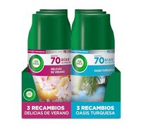 Air Wick Freshmatic Lot de 6 recharges de désodorisant en spray automatique, arômes mixtes, 3 parfums délices d'été + 3 x Oasis turquoise