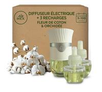Air Wick Kit Diffuseur électrique + 3 recharges Fleur de Coton et Orchidée 57mL