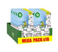 AIR WICK Lot de 10 Recharges Diffuseur désodorisant Electrique Huiles essentielles Coton Duopack