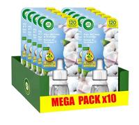 AIR WICK Lot de 10 Recharges Diffuseur désodorisant Electrique Huiles essentielles Coton et Orchidée