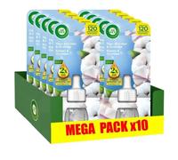 AIR WICK Lot de 10 Recharges Diffuseur désodorisant Electrique Huiles essentielles Coton et Orchidée