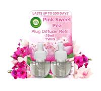 Air Wick Lot de 2 recharges pour diffuseur à brancher, pois de senteur rose, 19 ml, parfum longue durée, dure jusqu'à 200 jours, désodorisant à brancher