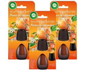 AIR WICK Lot de 3 Recharges Diffuseur désodorisant d’Huiles Essentielles Brume Parfumée Fleur de Citronnier & Mandarinier 20 ml