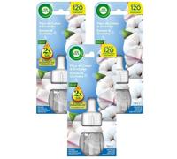 AIR WICK Lot de 3 Recharges Diffuseur désodorisant Electrique Huiles essentielles Coton et Orchidée