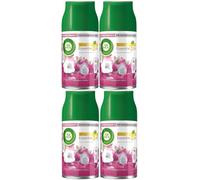 Air Wick Lot de 4 recharges de spray désodorisant automatique Lys lunaire satiné lisse 250 ml Huiles essentielles naturelles Dure jusqu'à 280 jours