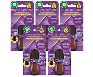 Air Wick Lot de 5 Recharges Diffuseur désodorisant d’Huiles Essentielles Brume Parfumée Lavande et Jacinthes des Bois