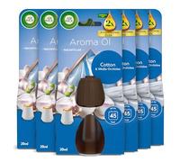 Air Wick Recharge d'huile aromatique - Parfum : coton et orchidée blanche - Parfum frais d'intérieur avec huiles essentielles - 6 x 20 ml d'huile parfumée