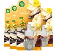 Air Wick Recharge pour diffuseur à brancher, vanille douce et beurre de karité, lot de 4 x 19 ml, parfum durable, dure jusqu'à 400 jours, l'emballage peut varier