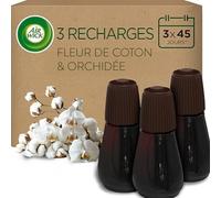 Air Wick Recharges Diffuseur Parfum Fleur de Coton & Orchidée- Brume parfumée aux Huiles Essentielles - 3 x 20ml