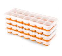 Airabc Lot de 4 bacs à glaçons en silicone avec couvercle, peu encombrant et empilable, certifié LFGB et sans BPA, bacs à glaçons carrés faciles à retirer Orange