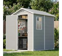 AIRAJ Abri de rangement extérieur de 1,2 x 1,8 m, avec sol, imperméable et résistant à l'humidité, avec ouvertures de ventilation, fenêtres et porte verrouillable, parfait pour jardin, terrasse