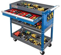 AIRAJ Chariot à Outils à 3 Couches, 78 x 35 x 70 cm, Chariot à Outils en Métal avec Grand Tiroir Verrouillable et Support, Chariot de Travail pour Outils de Transport, Capacité de Charge de 200 KG