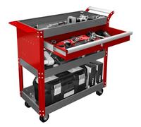 AIRAJ Chariot d'atelier à trois étages | Chariot de montage avec tiroirs | Chariot multifonction pour ateliers, ateliers de réparation et entrepôts | Aide au transport mobile | Rouge