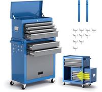 AIRAJ Grande Chariot à Outil,Chariots d'atelier Amovibles 2 en 1 avec Clé,8 Tiroirs,2 Roues avec Frein de Stationnement/Plaque Latérale et Crochet,pour Le Garage et L'entrepôt.