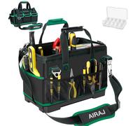 AIRAJ Sac à Outils à Bande Réfléchissante,avec 15 Poches et une Bandoulière Réglable,Sac Outils étanche de Grande Capacité avec Poignée en Plastique,Sac a Outils pour le Stockage des Pièces