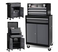 AIRAJ Servante d'atelier à 4 tiroirs | 40 pouces | Servante d'atelier mobile | Chariot à outils avec couvercle en métal amovible | Armoire d'atelier et de rangement | Noir