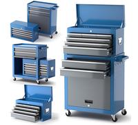 AIRAJ Servante d'atelier à Huit Tiroirs | Grande Servante Atelier Roulante de 42 Pouces avec Roues | Local d'entretien de Garage, Armoires de Stockage d'entrepôt | Bleu