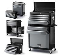 AIRAJ Servante d'atelier à Huit Tiroirs | Grande Servante Atelier Roulante de 42 Pouces avec Roues | Local d'entretien de Garage, Armoires de Stockage d'entrepôt | Noir