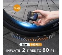 AIRBANK AS100 Mini pompe à vélo Portable gonfleur d'air Rechargeable 100PSI type-c accessoires de vélo pour pneus de vélo Schrader Presta noir